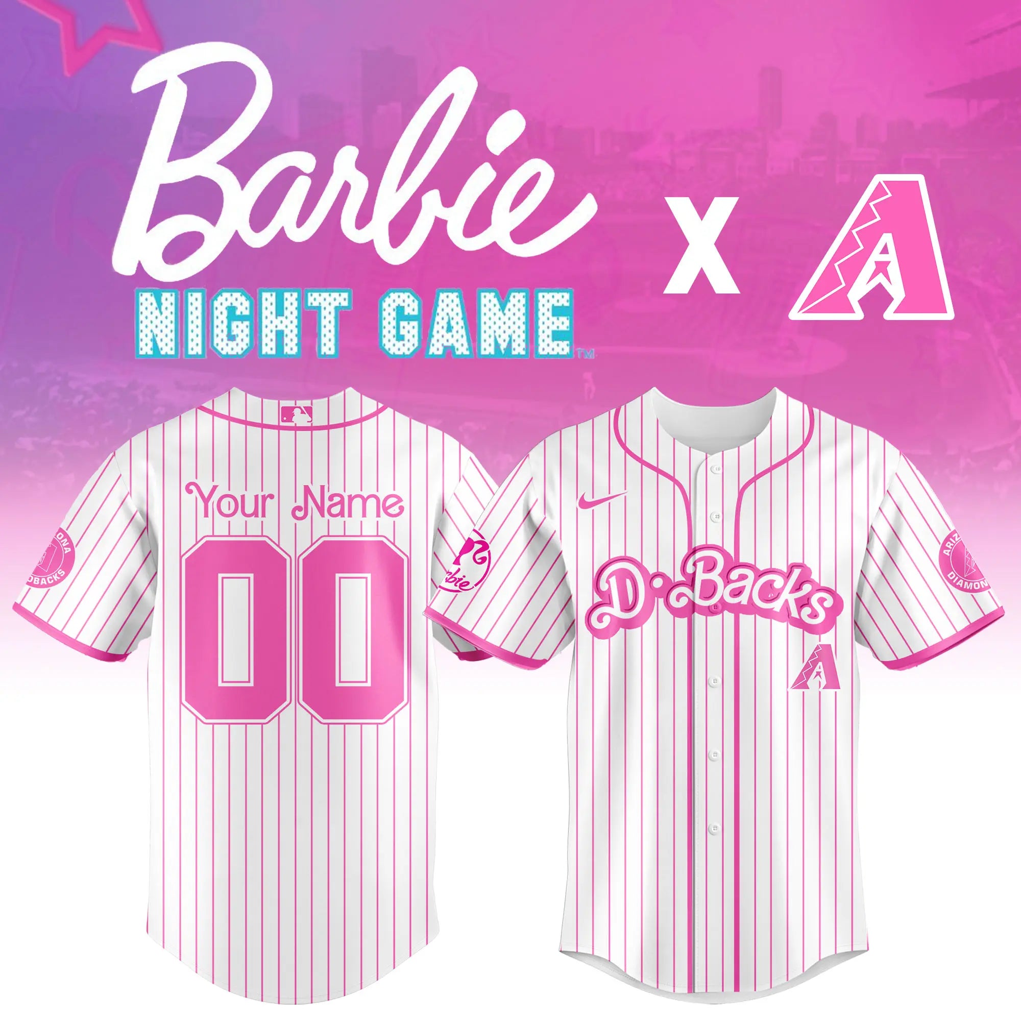 Arizona Diamondbacks Barbie Night Special Jersey ¨C CUSTOMIZED