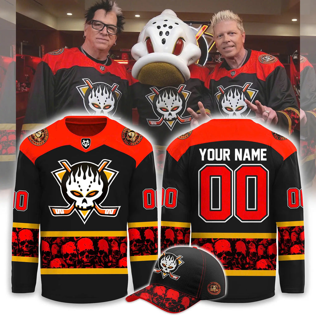Anaheim Ducks x Offspring Premium Combo Hockey Jersey & Cap & Jogger ¨C Limited Edition