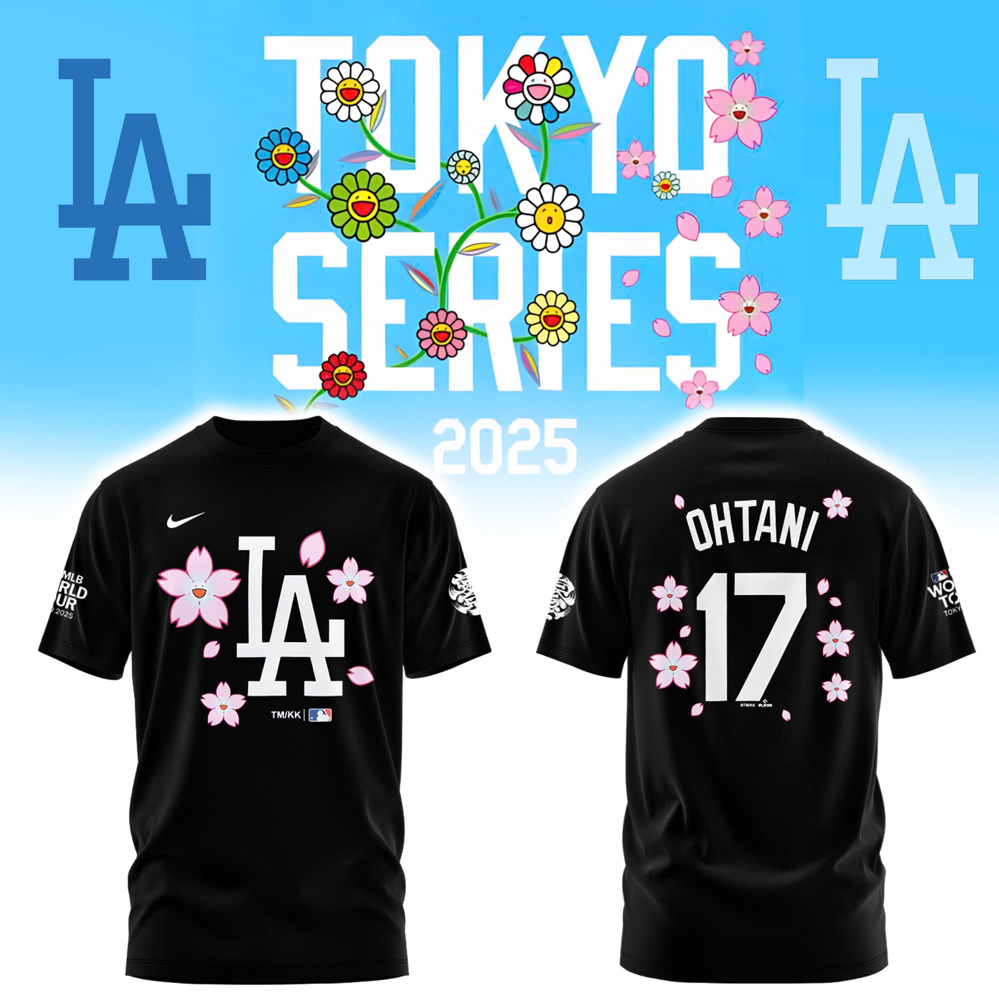 Los Angeles Dodgers OHTANI Tokyo Series 2025 Black Combo Tshirt | Cap | Jogger
